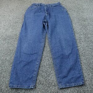 VTG Lee Jeans Womens 14P Dark Blue Denim Pants High Rise Mom Pleated 90s Y2K USA